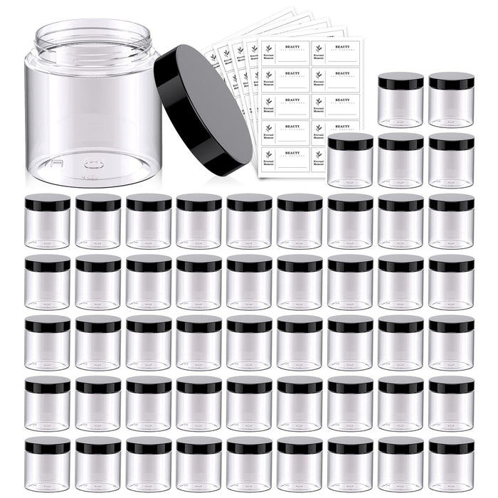 24 Pieces Clear Plastic Round Storage Jars Wide-Mouth Plastic Containers  Jars with Lids for Storage