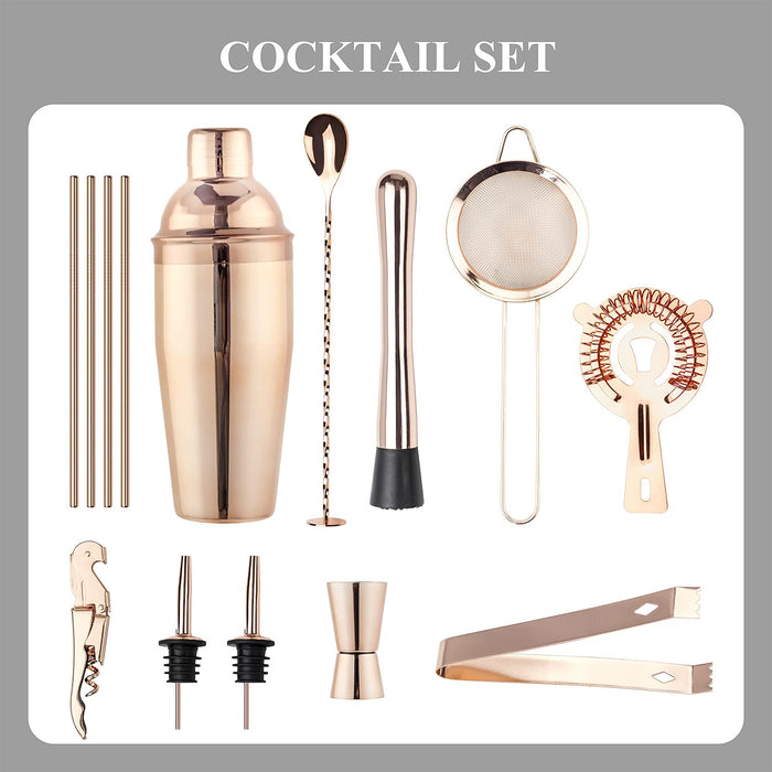  Mixology Bartender Kit Cocktail Shaker Set - Bar Mat