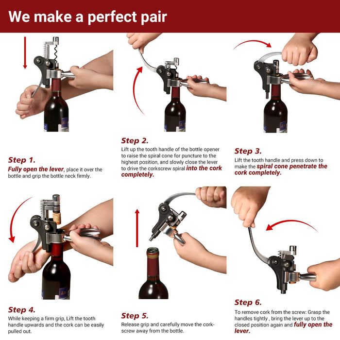 Wine Bottle Opener Corkscrew Set-[2020 Upgraded] Demenades Wine Opener Kit With Foil Cutter,Wine Stopper And Extra Spiral