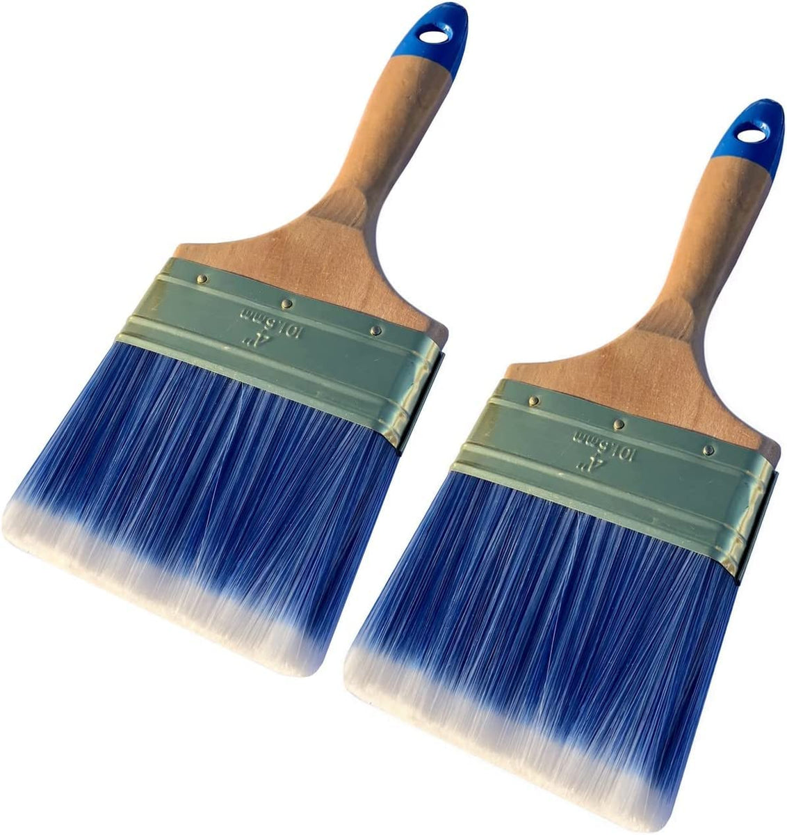 Set of 2 2 Inch European Professional Flat Paint Brushes - Natural Bristle  Woode