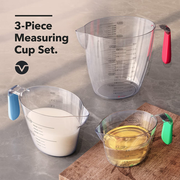Vremi 3 Piece Plastic Mixing Bowl Set - Nesting Mixing Bowls with