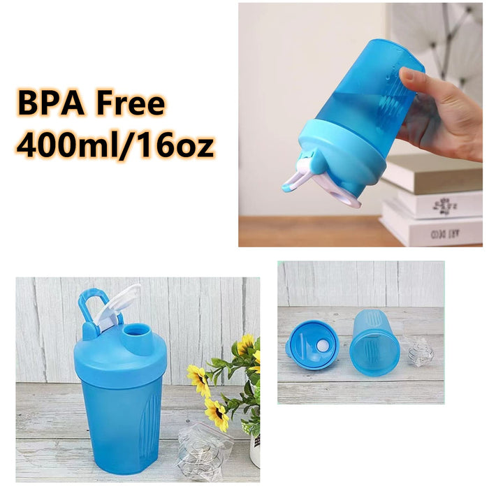 Blender Shaker Bottle With Stainless Whisk Ball, Bpa Free Plastic