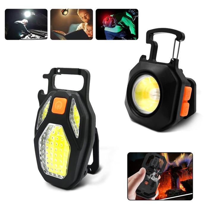 Rechargeable Cob Keychain Light with Retractable Keychain, Bottle