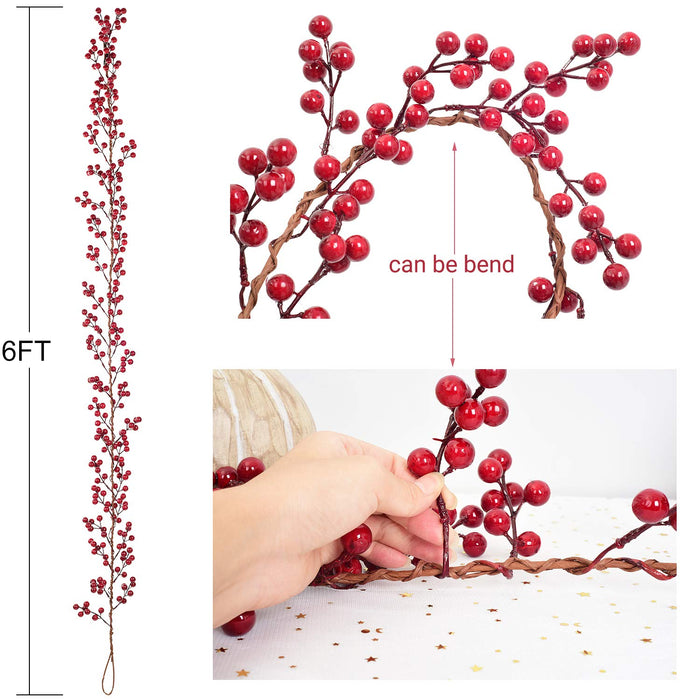 Artiflr 6FT Red Berry Garland, Flexible Artificial Red and Burgundy Be —  CHIMIYA