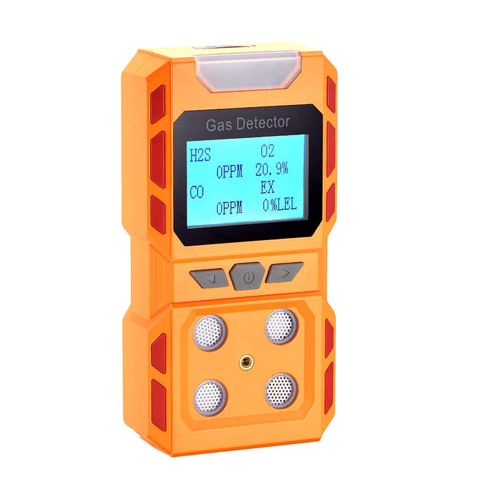 4 Gas Monitor, Portable CO, H2S, O2,EX Gas Detector Meter - Ready to Use  (Orange)