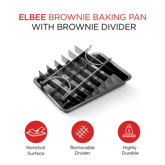 E-Z Baker Nonstick 3-Piece Brownie Pan With Divider, (13 x 7