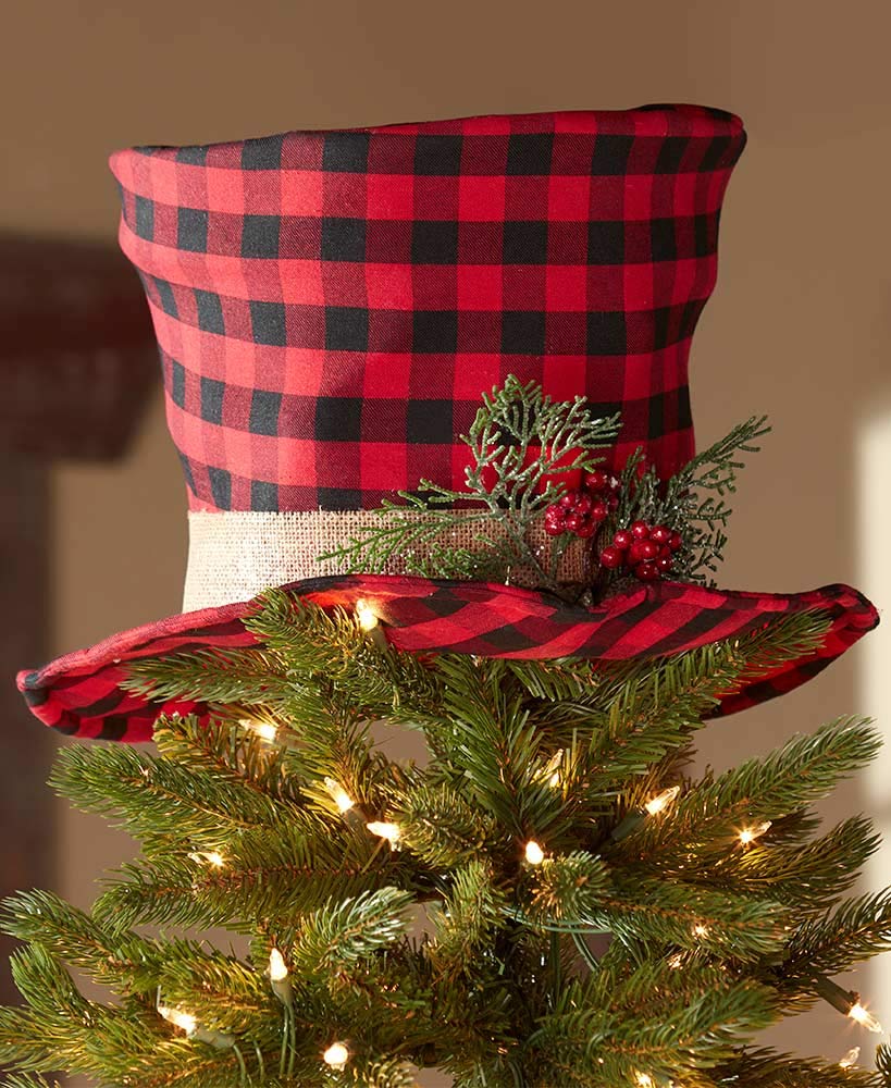 Christmas Tree Topper Hat, Farmhouse Christmas Decor Indoor Tree