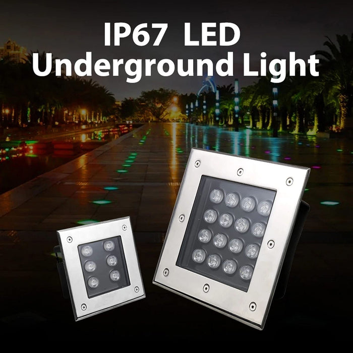 LED Waterproof Ligh - Low Voltage LED Fountains Lights, 5W Stainless Steel Material IP67 Waterproof Square Buried Light, for Outdoor, Garden, Pool (Color : White, Size : 110v (18w))