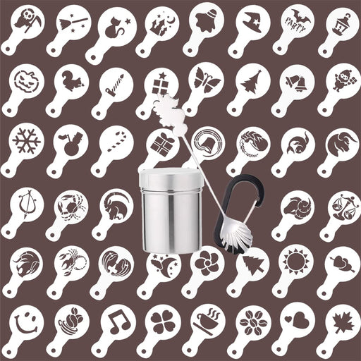 Chocolate Shaker With 16 Piece Coffee Stencils Set