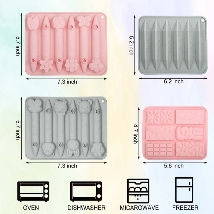 Aoibrloy 4 Pack Crayon Recycling Molds, Assorted 3D Crayon Silicone Mo —  CHIMIYA