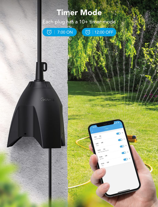 Govee Outdoor Smart Plug, 3-in-1 Compact Outdoor WiFi Bluetooth