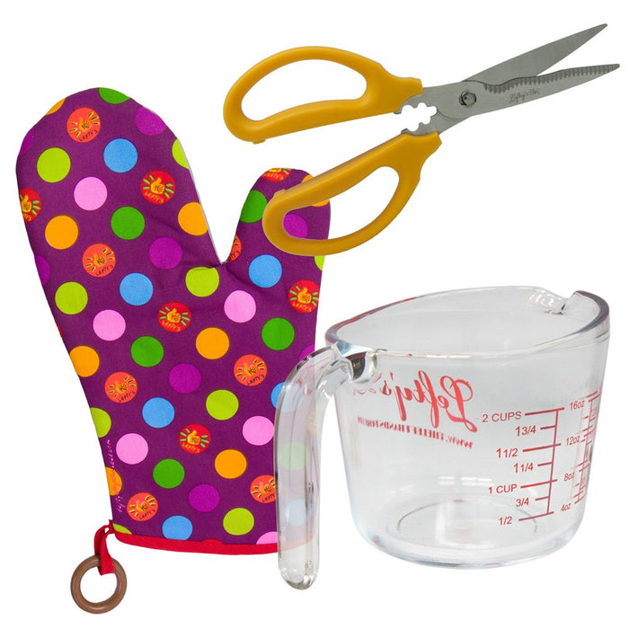 Left-Handed Measuring Cup, Kitchen Shears & Oven Mitt Set — CHIMIYA
