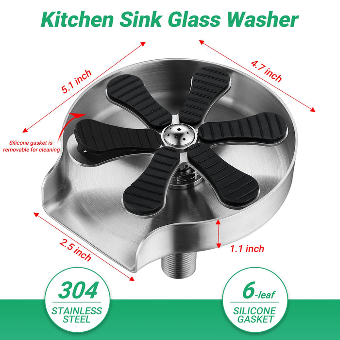 Glass Rinser Glass Washer for Kitchen Sink , Bottle Washer, Cup Cleaner for  Bar, Faucet Sink Attachment - 9/16 