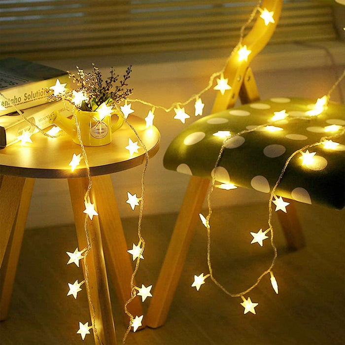 Wnteple Star String Lights, 20Ft 40 LED Star Fairy Lights Battery Operated,  Christmas Twinkle Lights Indoor Outdoor for Bedroom Canopy Patio Wedding