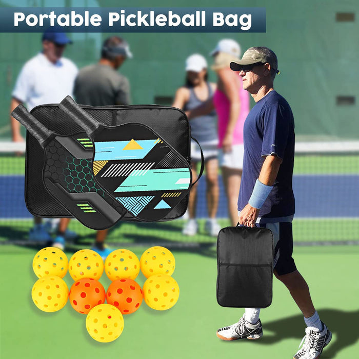 Aceshin Pickleball Paddles Set - Pickleball Set of 2/4 Fibergalss Rackets and 9 Pickleball Outdoor Indoor Balls with Portable Bag for Women & Men