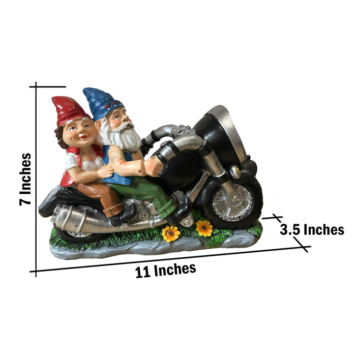 Biker Garden Gnomes Couple On Motorcycle - Outdoor Cute Figurine Motorcycle Statues, Garden Gnome Outdoor, Biker Couple in Love, Make Your Home and Garden More Fun, Great