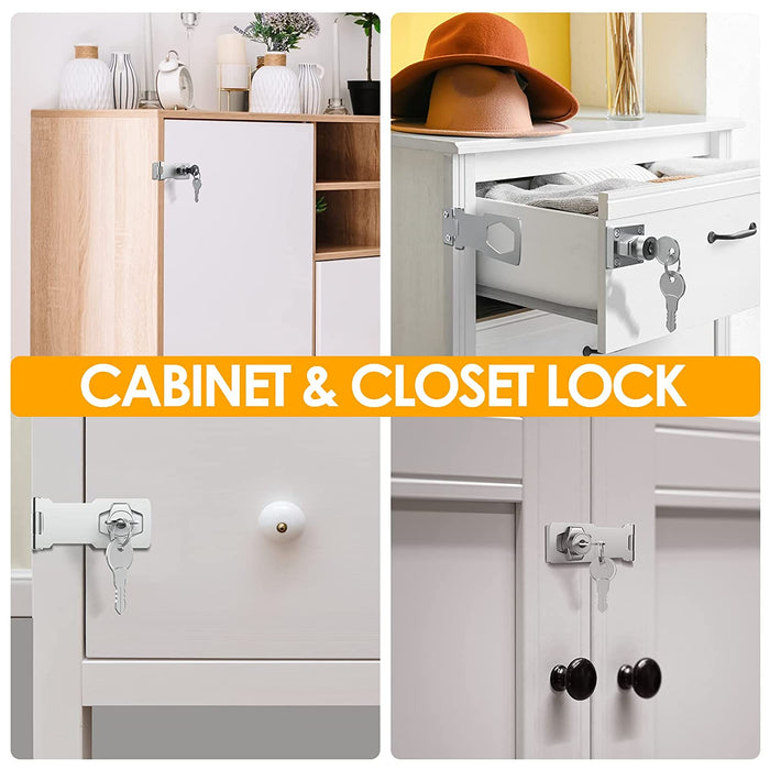 2PCS Cabinet Door Locks Cupboard Wood Box Drawer Cabinet Locks Closet Hasp  Locks
