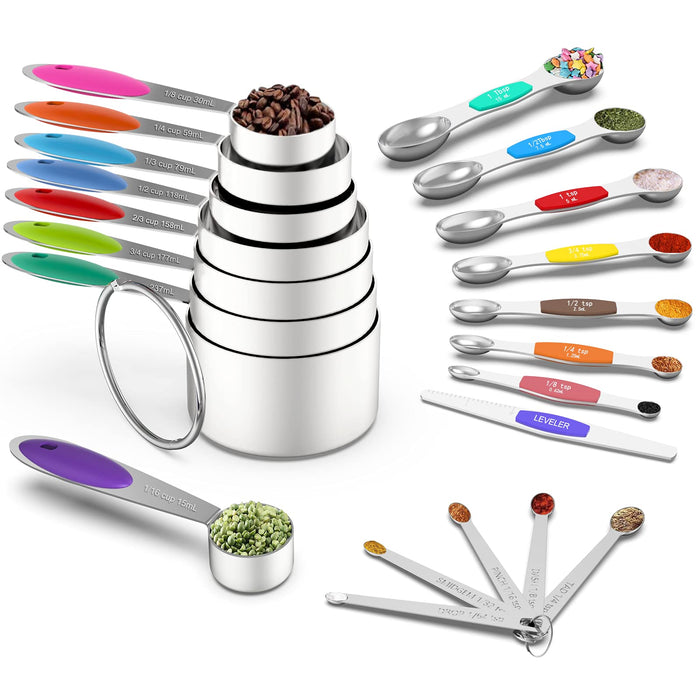 Magnetic Measuring Cups and Spoons Set Including 7 Stainless Steel