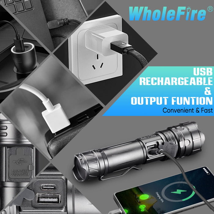 WholeFire LED Torch 100000 Lumens High Power Super Bright Powerful