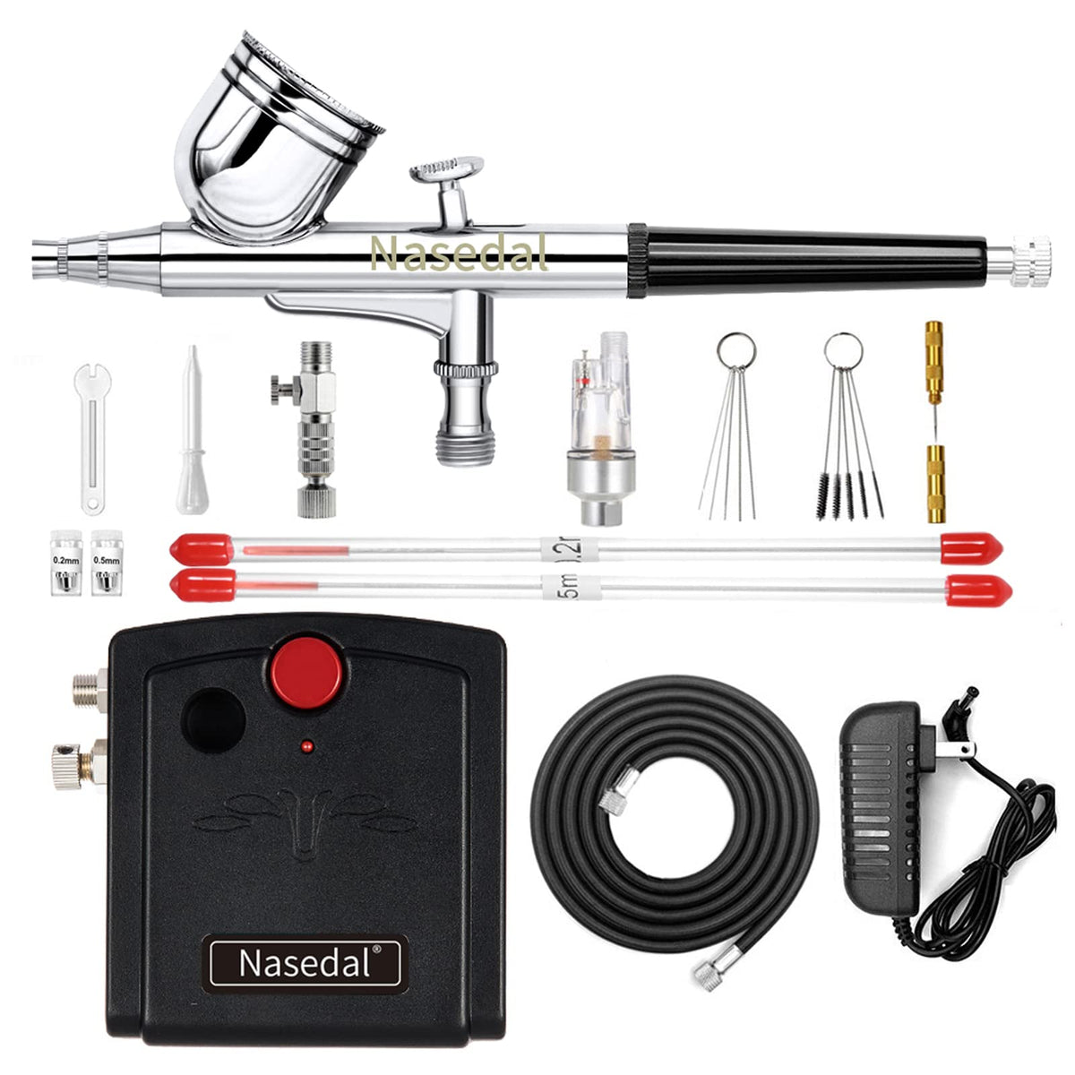 Dual-Action Airbrush with 30psi Auto Stop Compressor Kit Air Brush Spray  Gun for Makeup Nail