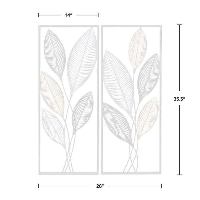 FirsTime  Co. Silver Metallic Leaves Wall Decor 2Piece Set for Living —  CHIMIYA