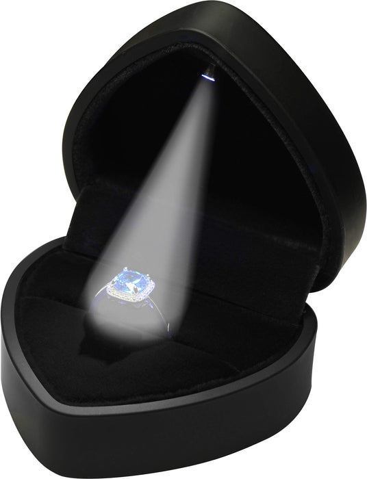 LED Black Ring Box for Proposal, Wedding, Engagement, Birthday, Valentine' Day, Mother's Day, Father's Day, Christmas...Luxury