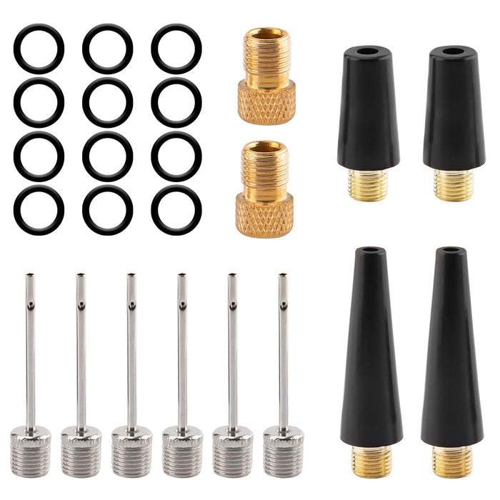 Pump Adaptor Set Kit 6 Pcs Needle Valve Connector Foot Ball Airbed Bicycle  Tyre.
