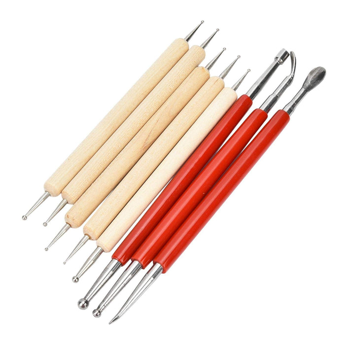 8Pcs DIY Hand-Made Leather Craft Carving Stylus Tool Spoon Double Head Point Drill Pen Kit Set Stainless Steel Sculpting Set Convenient Steel Tip Tools for Pottery Modeling Smoothing Carving