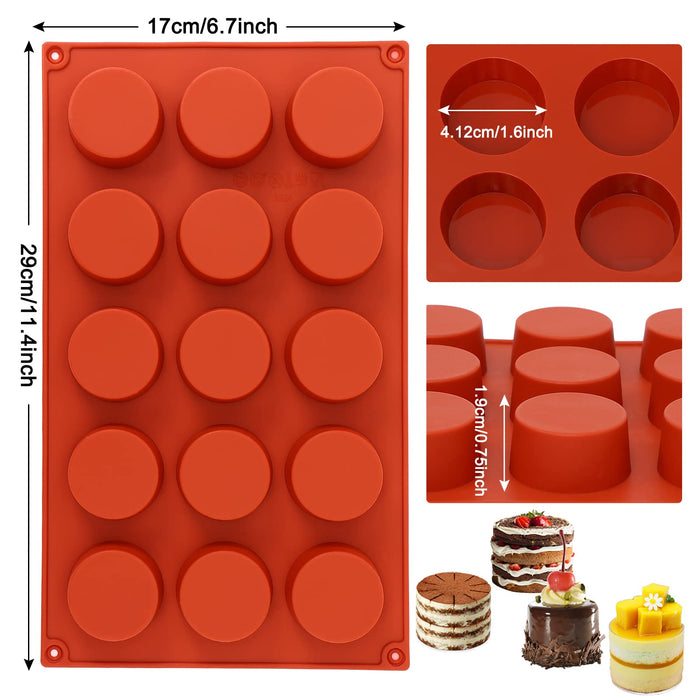 Sawyd 6 Holes Round Cylinder Silicone Molds for Chocolate Covered Cookie,Silicone Baking Mold for Sandwich Cookies Muffin Cupcake Brownie Cake Pudding