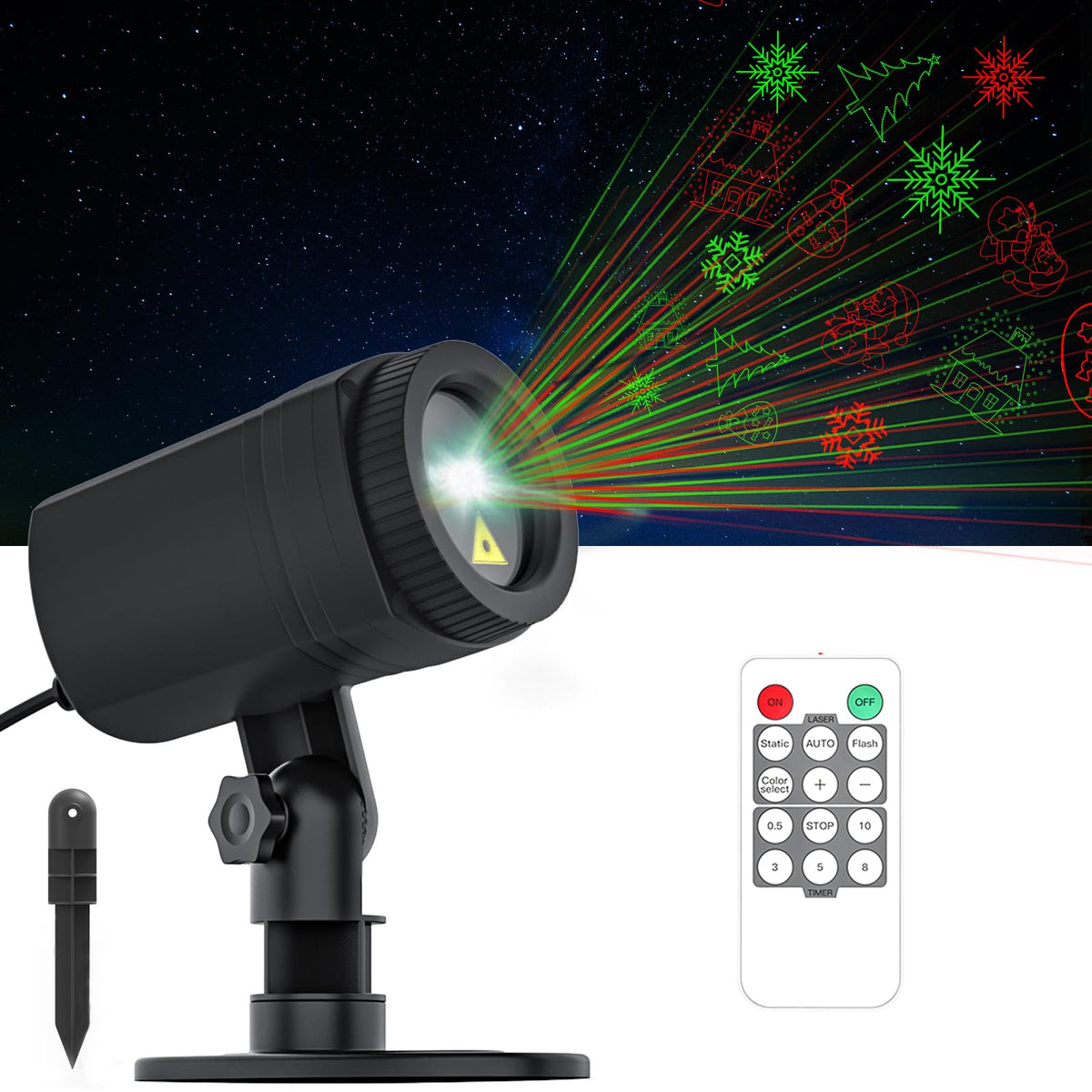 itoeo Christmas Snowflake Projector Lights Outdoor Led Snowfall Show with Remote  Control Waterproof Landscape Decorative Lighting