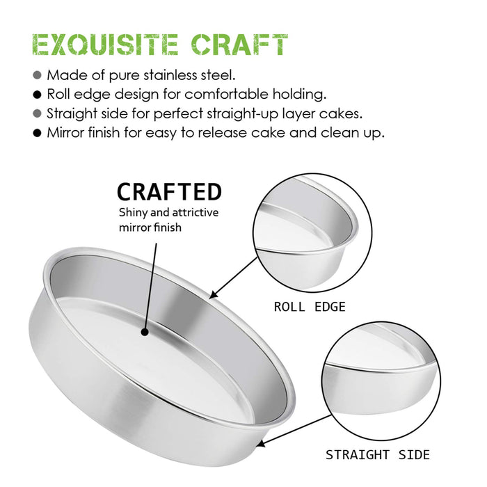 E-far Cake Pan Set of 3 (4 inch/6 inch/8 inch), Stainless Steel Small Round  Layer Cake Baking Pans, Perfect for Tier Smash Cake, Non-Toxic & Healthy