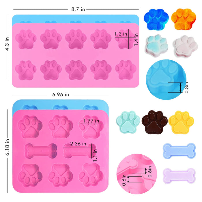 RUGVOMWM Silicone Molds Puppy Dog Paw and Bone Molds for Baking,Chocolate  Molds,Silicone Dog Treat Mold - 6 Pack