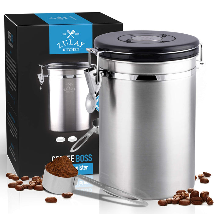 Uniques Large Airtight offee anister Stainless Steel offee Storage anister with Soop Features Inlude a Date Traker BuiltIn OneWay