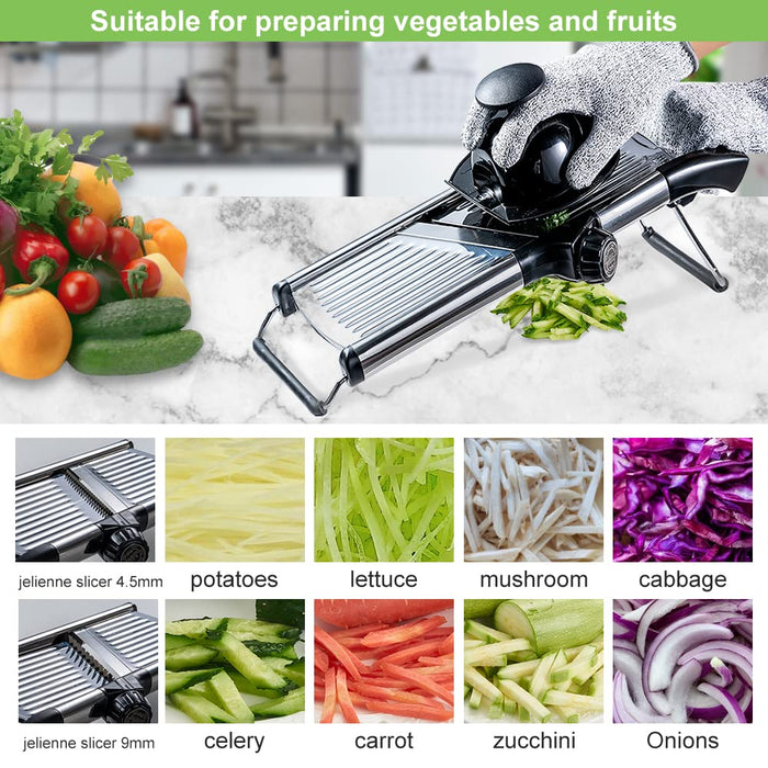 VEKAYA Mandoline Slicer,Mandoline Food Slicer for Kitchen,Mandolin,Potato  Slicer,Vegetable Chopper,Adjustable Stainless Steel Veggie Onion Tomato