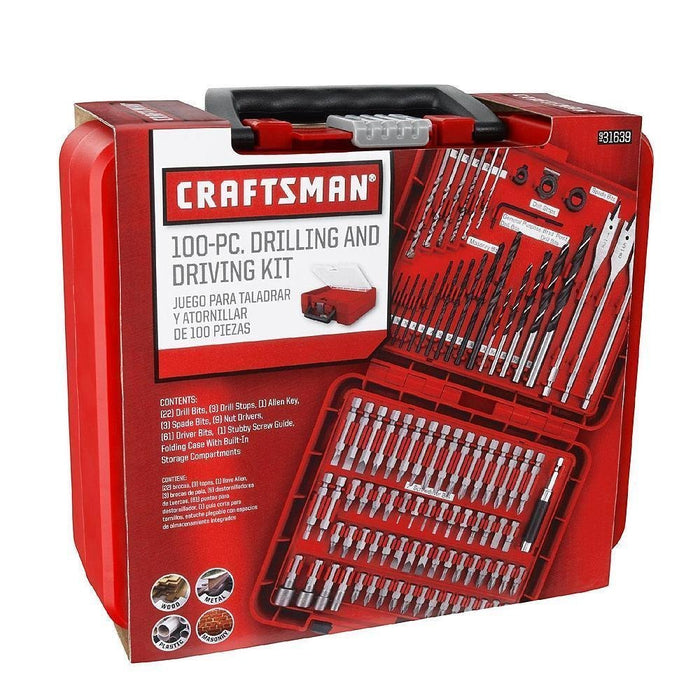 Craftsman 100-pc Accessory Set Drill Bit Driver Screw Tools Kit Case 31639, ,