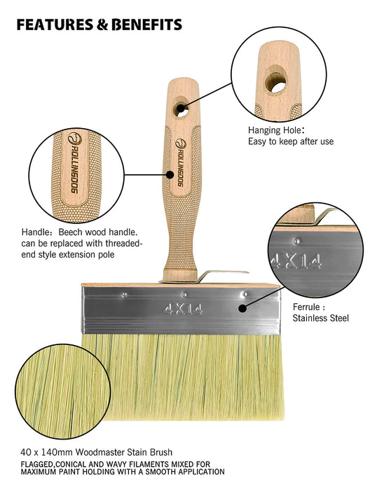 ROLLINGDOG Angled Paint Brush - Trim Brush with Ergonomic Wood Handle for  Wall, Furniture, Cutting in Painting,3PC(1.5,2,2.5)