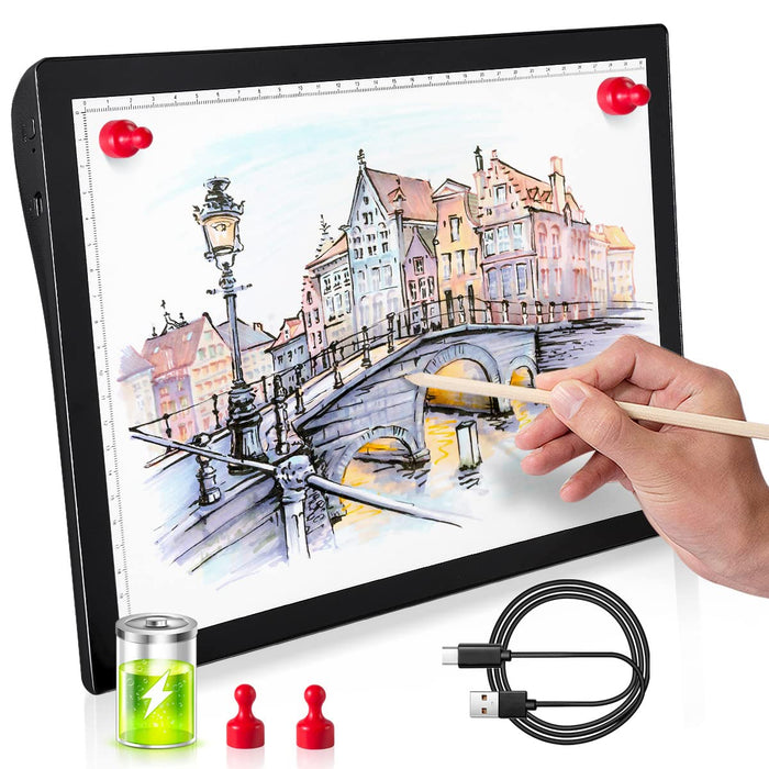  Light Box Drawing Pad, Tracing Board with Type-C Charge Cable  and Brightness Adjustable for Artists, AnimationDrawing, Sketching,  Animation, X-ray Viewing (A4)