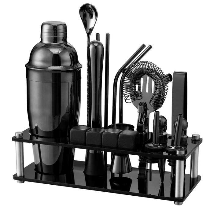 HBlife Bartenders Kit 23 Piece Cocktail Shaker Set with Stand, Stainless Steel Bar Set Include All Basic and Additional Bar