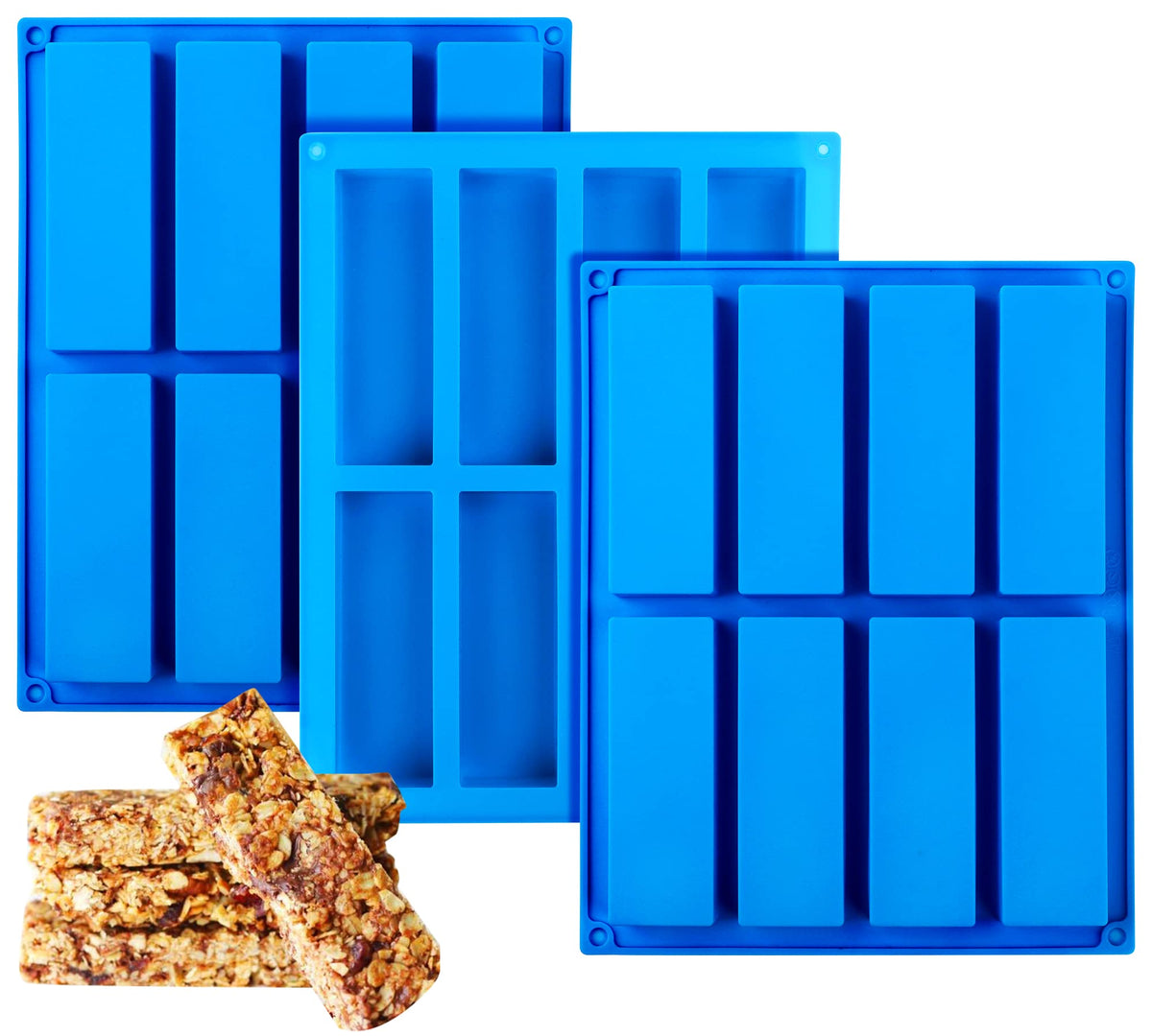 Silicone Granola Bar Mold, 2 Pack 8-cavity Rectangular Nutrition