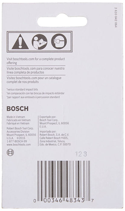 BOSCH ITP2R2205 5-Pack 2 In. Phillips/Square 2 Impact Tough Screwdriving Power Bits