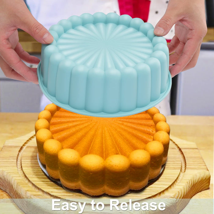 Palksky Charlotte Cake Pan Silicone, Nonstick, 8 inch Round Cake Molds for Baking