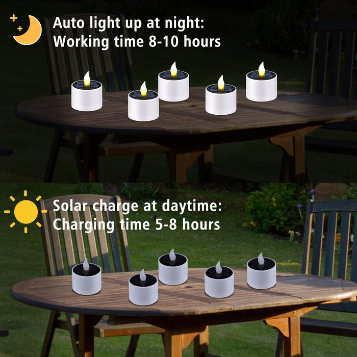 PChero 6pcs Solar Tea Lights, Waterproof Rechargeable LED