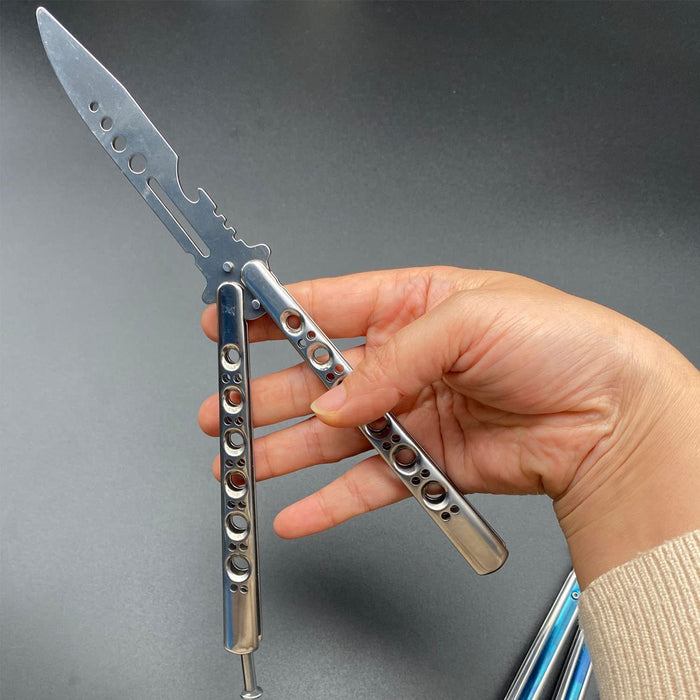 Finger Practice Multi-functional Tool with Spring Loaded Latch Bali-Bottle Opener Folding Stainless Steel Flip Player (Silver)