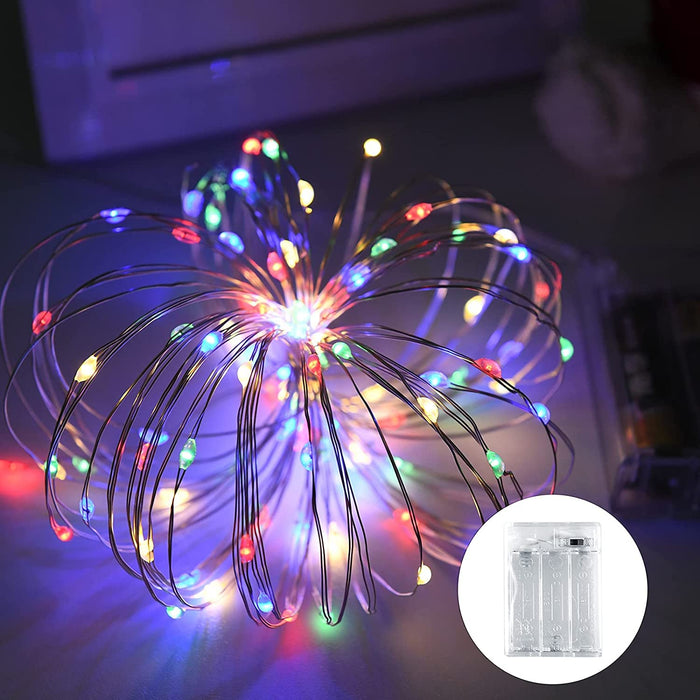 BOLWEO Colorful Battery Operated Fairy Christmas String Lights, 16.4Ft 50 LED Dimmable Fairy Lights for Indoor Outdoor Home Diwali Halloween Decoration