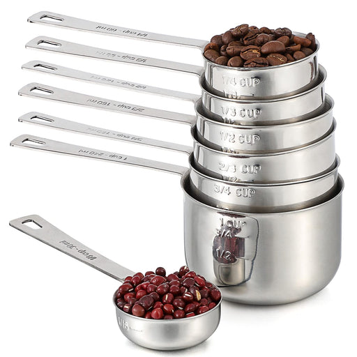 Stainless Steel Measuring Cups Set Of 7 Heavy Duty Stackable Metal