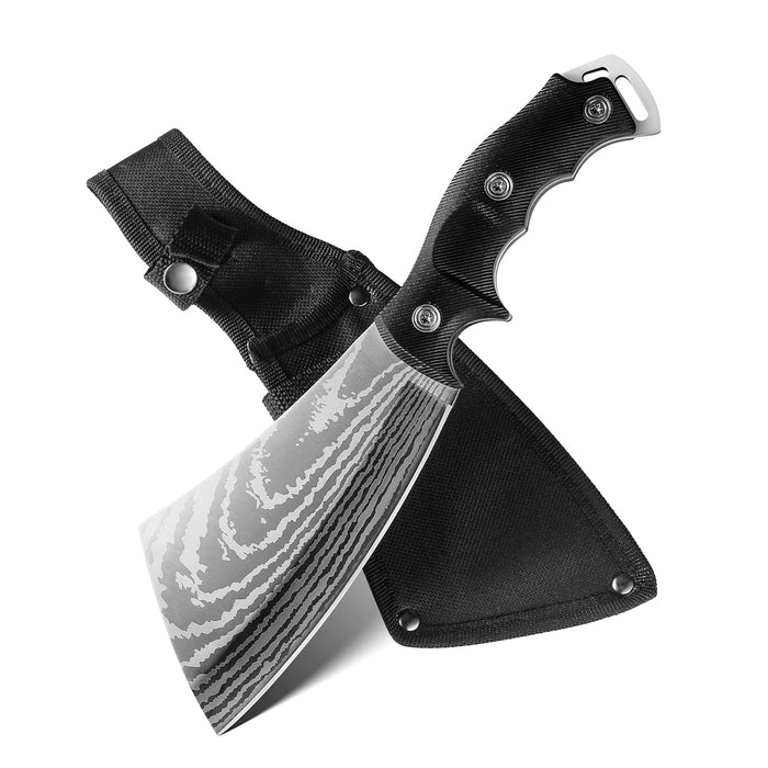 Leopcito 11 Inch Hatchet with Sheath, Small Compact Machete Axes, Fixed Blade Full Tang Camping Tactical Knife for Woodworking, Garden Machete Axe with Sheath for Bushcraft Yards Bushes Wood, A4SL