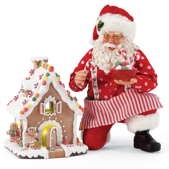 Department 56 Possible Dreams Santa Christmas Traditions Gingerbread House Kit Lit Figurine Set, 8.5 Inch, Multicolor