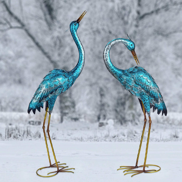 Recycled Metal Herons in 4 Sizes - Lawn Accents Egret Ornament