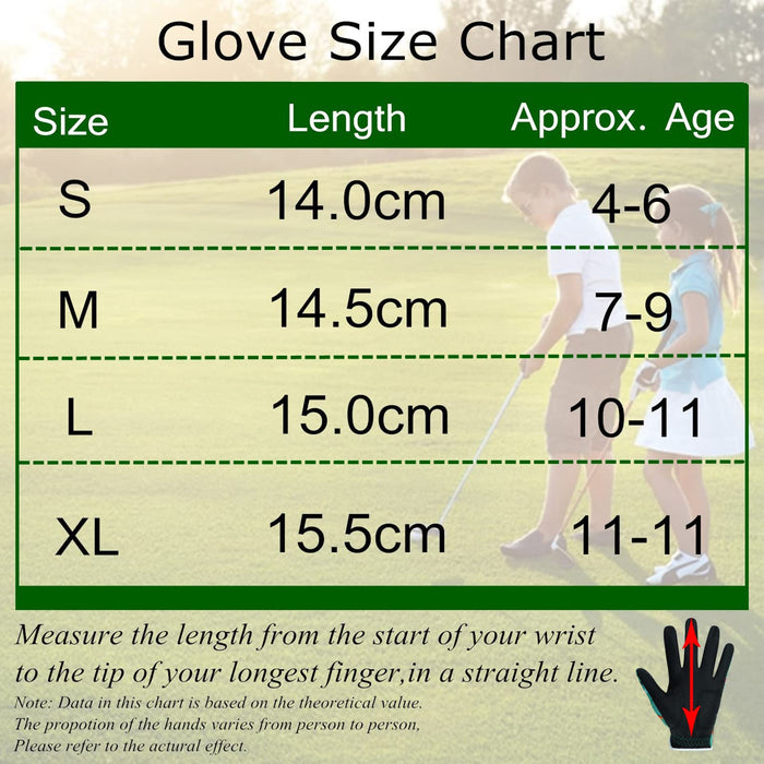 FINGER TEN Kids Golf Gloves Boys Girls Left Right Hand Breathable Value 2 Pack  Set for Junior Youth Toddler White Black Green