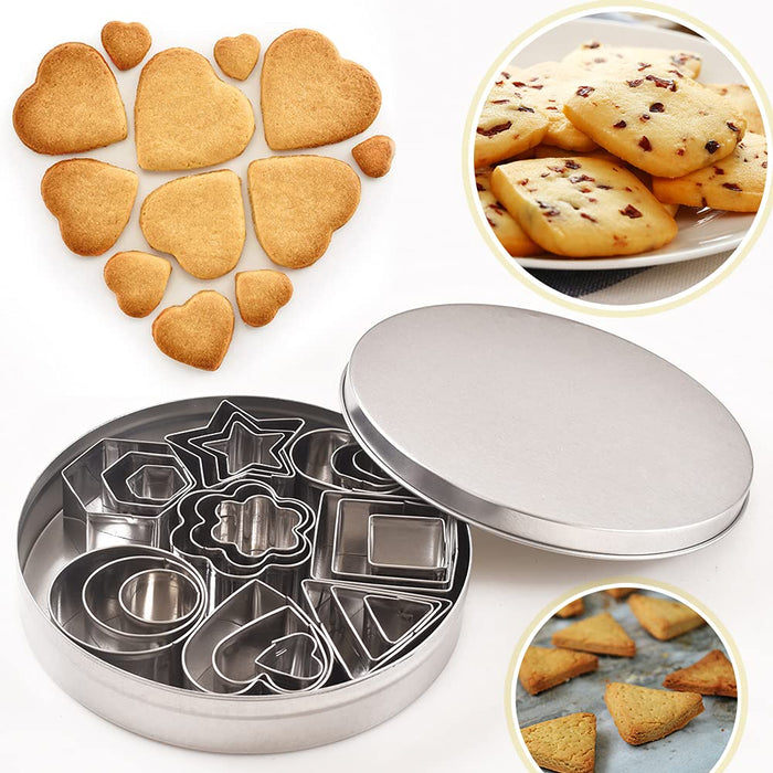 Mini shaped biscuit cutters Sets 24pcs Metal Dough Cutters Flower Star  Heart Round Geometric Shapes Cutters for Kids Use for  Cookies,Biscuit,Pastry